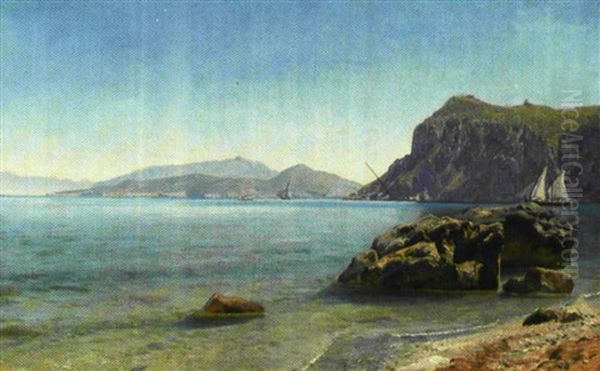 Sommerdag Ud For Kysten, Capri Oil Painting by Janus Andreas Bartholin La Cour