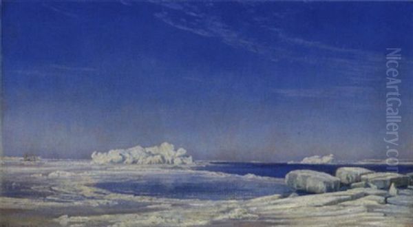 Istransport Over Storebaelt Oil Painting by Janus Andreas Bartholin La Cour