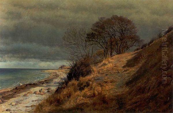 Tidlig Forarseftermiddag Ved Stranden Oil Painting by Janus Andreas Bartholin La Cour