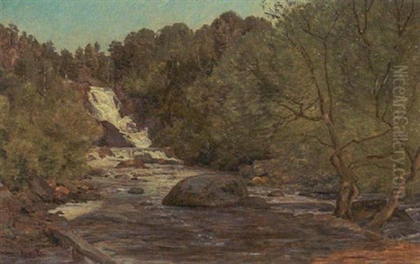 Skovparti Med Vandlob Oil Painting by Janus Andreas Bartholin La Cour