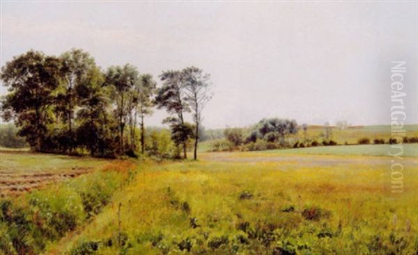 Sommerlandskab Med Blomstrende Eng Oil Painting by Janus Andreas Bartholin La Cour