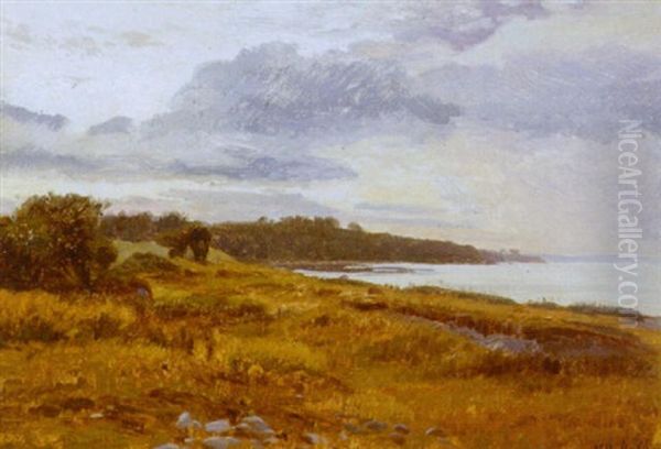 Aftenstemning Ved Flojstrup Strand Oil Painting by Janus Andreas Bartholin La Cour