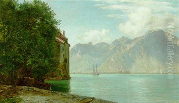 Parti Fra Slottet Chillon Mod Lac Leman Oil Painting by Janus Andreas Bartholin La Cour