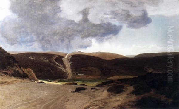 Distant Showers Oil Painting by Janus Andreas Bartholin La Cour