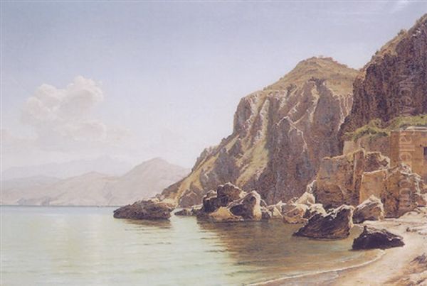 Vue De Capri Oil Painting by Janus Andreas Bartholin La Cour