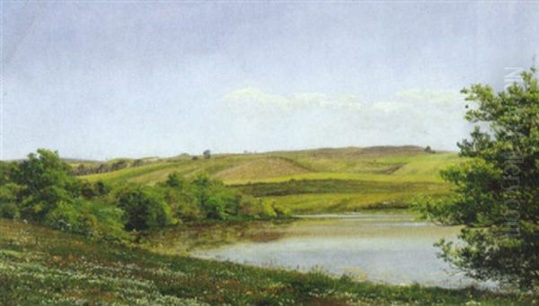 Landskab Med So Oil Painting by Janus Andreas Bartholin La Cour