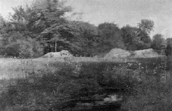 Wiesenlandschaft Mit Angrenzendem Wald Oil Painting by Janus Andreas Bartholin La Cour