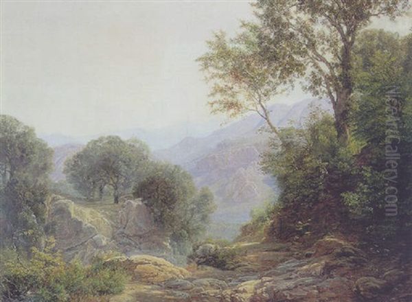 Bjerglandskab Fra Norditalien Oil Painting by Janus Andreas Bartholin La Cour