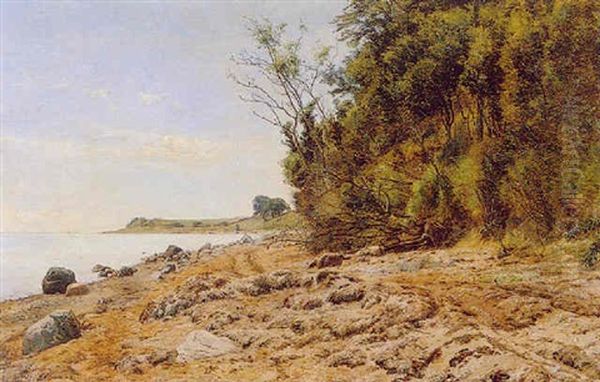 A Rocky Beach Oil Painting by Janus Andreas Bartholin La Cour
