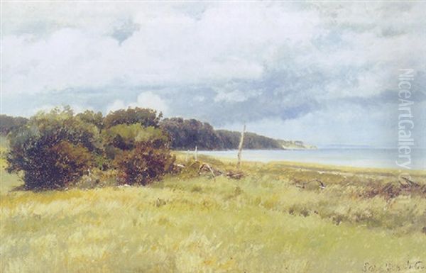 Udsigt Over Fjordparti Ved Flojstrup Strand Oil Painting by Janus Andreas Bartholin La Cour