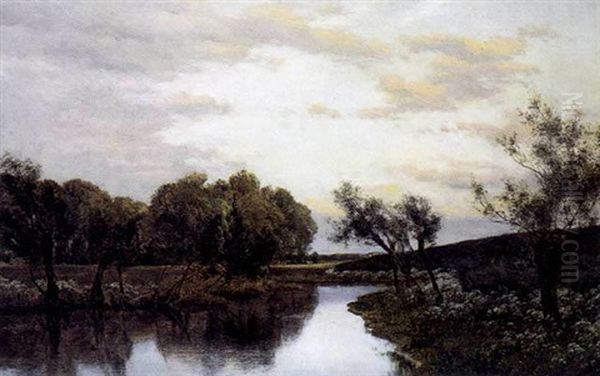 Jysk Landskab Med Alob, Aftenstemning Oil Painting by Janus Andreas Bartholin La Cour