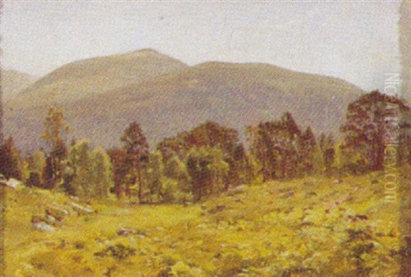 Bjerglandskab Oil Painting by Janus Andreas Bartholin La Cour