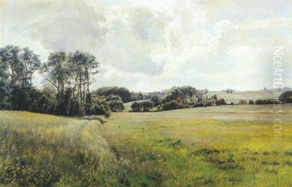 Blomstrende Sommereng Oil Painting by Janus Andreas Bartholin La Cour