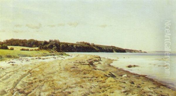 Strandparti Med Skraenter Oil Painting by Janus Andreas Bartholin La Cour