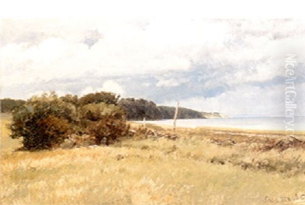 Udsigt Over Fjordparti Ved Flojstrup Strand Oil Painting by Janus Andreas Bartholin La Cour