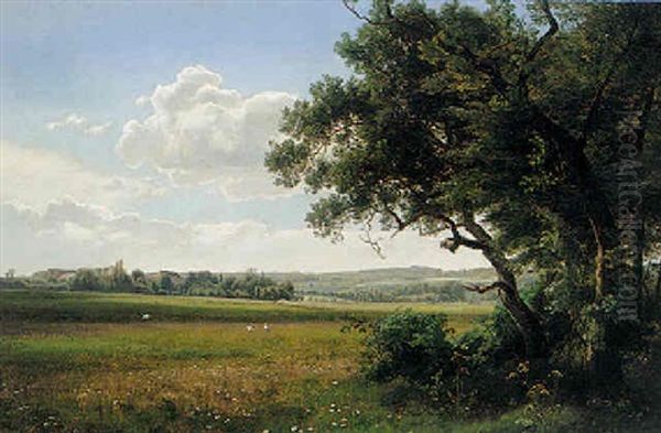Landscape With Storks Oil Painting by Janus Andreas Bartholin La Cour