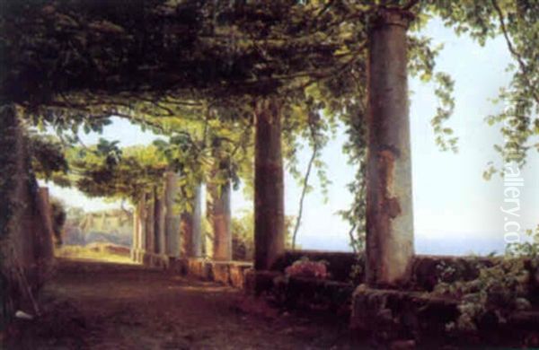 Italiensk Loggia, Formiddag Oil Painting by Janus Andreas Bartholin La Cour