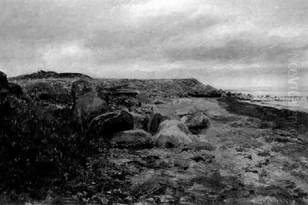 Kystparti, En Uvejrsdag Oil Painting by Janus Andreas Bartholin La Cour