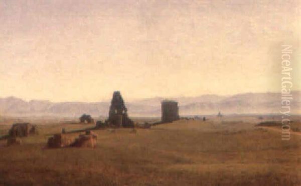 Udsigt Over Den Romerske Campagne Oil Painting by Janus Andreas Bartholin La Cour