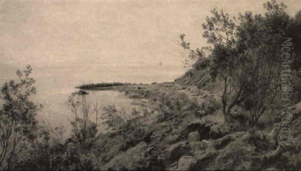 Kystparti Ved Arhusbugten Oil Painting by Janus Andreas Bartholin La Cour