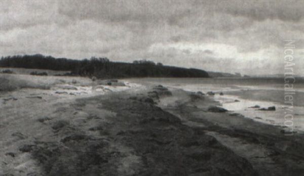 Kystparti Fra _rhusbugten Oil Painting by Janus Andreas Bartholin La Cour