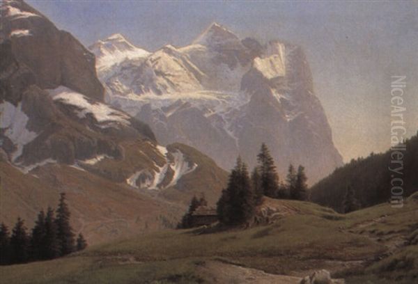 Udsigt Ved Matterhorn Oil Painting by Janus Andreas Bartholin La Cour