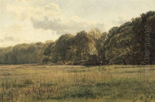 Blomstrende Sommereng Oil Painting by Janus Andreas Bartholin La Cour