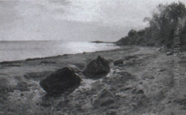 Efter+rsmorgen Ved Flisstrup Strand Oil Painting by Janus Andreas Bartholin La Cour