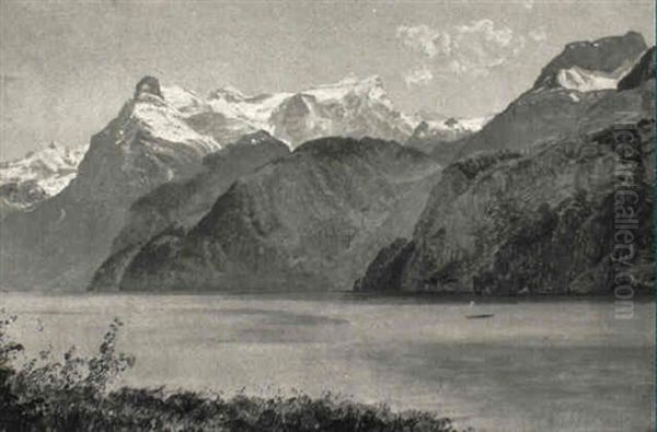 Fra Vierwaldst,tters+en Oil Painting by Janus Andreas Bartholin La Cour