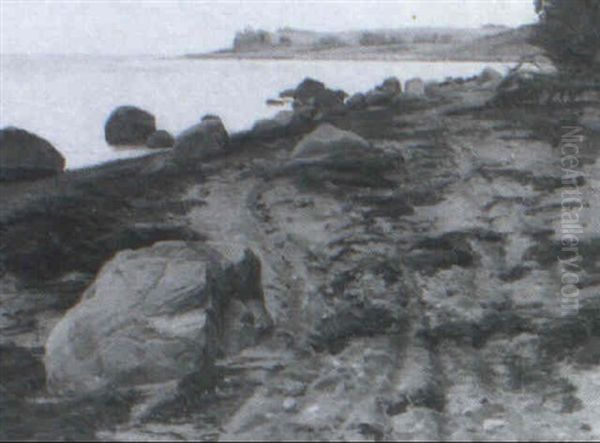 Kystparti Med Klippestykker Oil Painting by Janus Andreas Bartholin La Cour