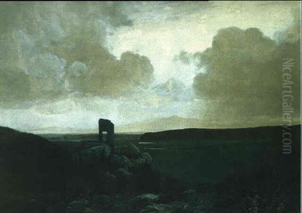 Efterarsmorgen I Roms Campagne Oil Painting by Janus Andreas Bartholin La Cour