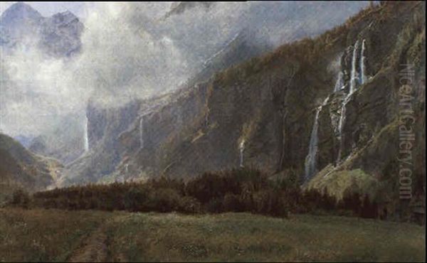 Kandersteg In Der Schweiz Oil Painting by Janus Andreas Bartholin La Cour