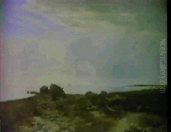 Stille Sommerdag Ved Stranden Oil Painting by Janus Andreas Bartholin La Cour