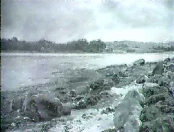 Ved Kalo Strand Oil Painting by Janus Andreas Bartholin La Cour