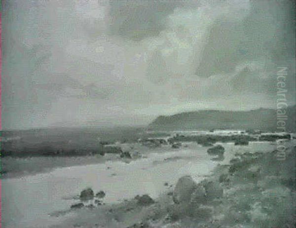 Kystparti Med Mols Bjerge I Baggrunden Oil Painting by Janus Andreas Bartholin La Cour