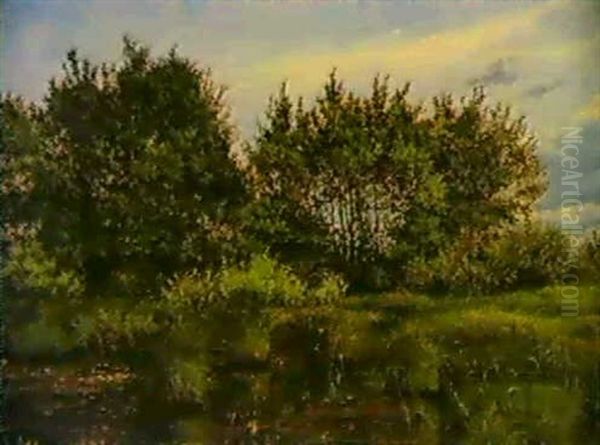 Elletraeer Ved En Mose Oil Painting by Janus Andreas Bartholin La Cour