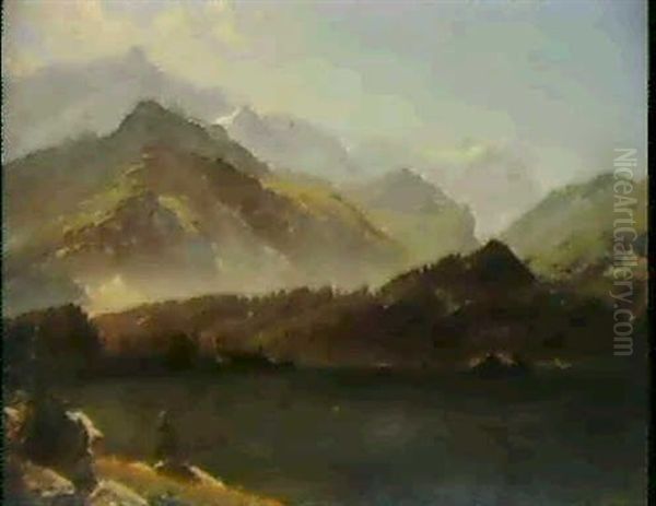 Udsigt Mod Vierwaldstattersoen Oil Painting by Janus Andreas Bartholin La Cour