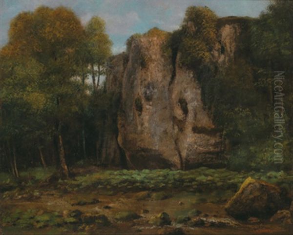 Und /and Studio Felsenlandschaft Im Herbstlichen Licht Oil Painting by Gustave Courbet