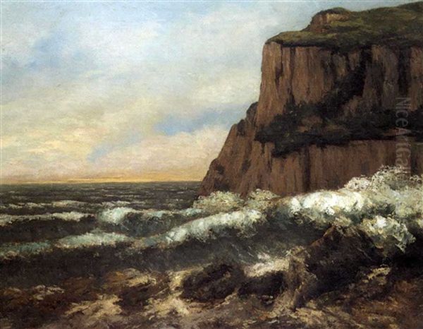 Falesia A Etretat Oil Painting by Gustave Courbet
