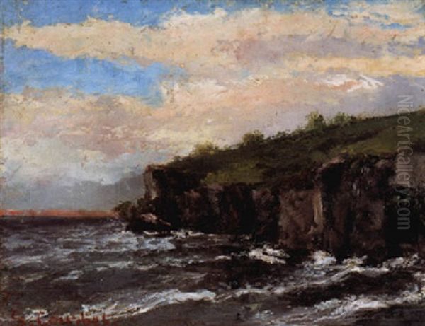 Petite Falaise En Bord De Lac Oil Painting by Gustave Courbet