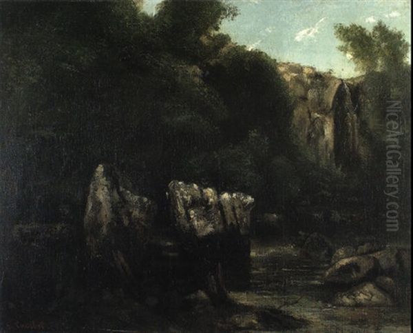 Les Roches Dans La Foret (le Puits-noir) Oil Painting by Gustave Courbet