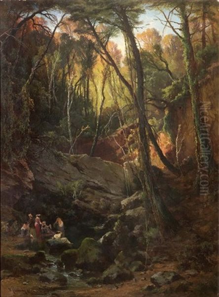 La Salle Verte De Dardennes Oil Painting by Vincent Courdouan