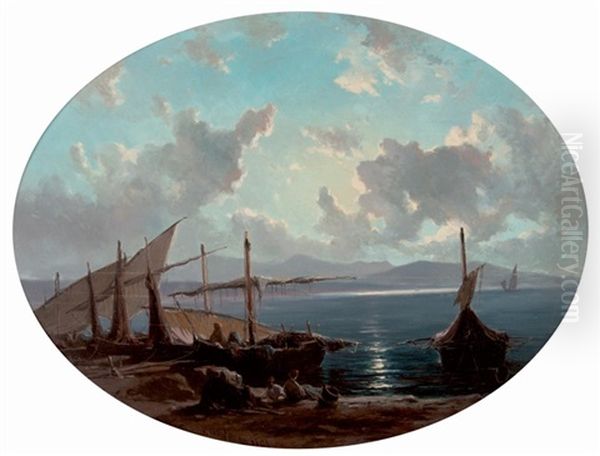 Pecheurs Sur La Plage Oil Painting by Vincent Courdouan