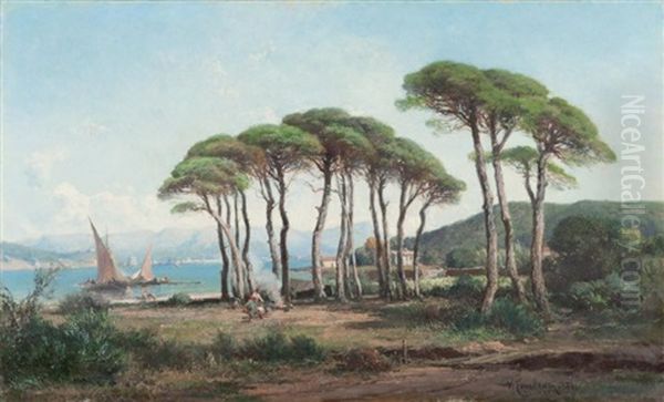 La Rade De Toulon, Prise De Tamaris Oil Painting by Vincent Courdouan