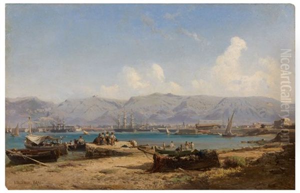 Port De Toulon Oil Painting by Vincent Courdouan