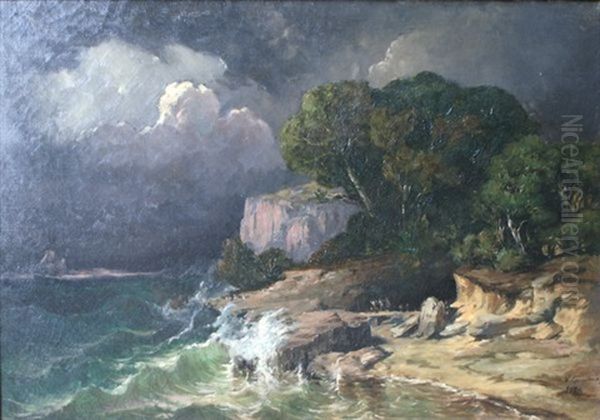 Orage Sur Les Falaises De Toulon Oil Painting by Vincent Courdouan