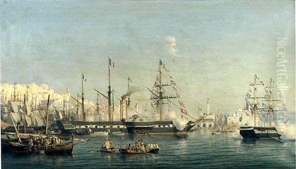Reception Du Duc D'aumale A Alger En Qualite De Gouverneur General, Octobre 1847 Oil Painting by Vincent Courdouan