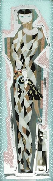 Arlequin A La Poupee Oil Painting by Etienne Cournault