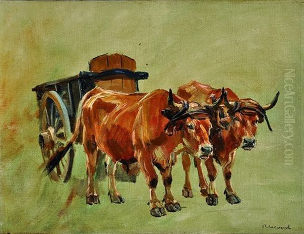 Attelage De Boeufs Oil Painting by Raymond (Louis) le Court