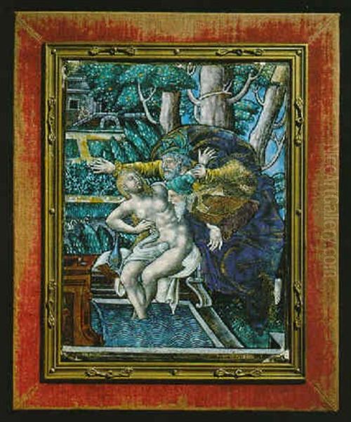 Susannah And The Elders Oil Painting by Pierre Courteys the Elder